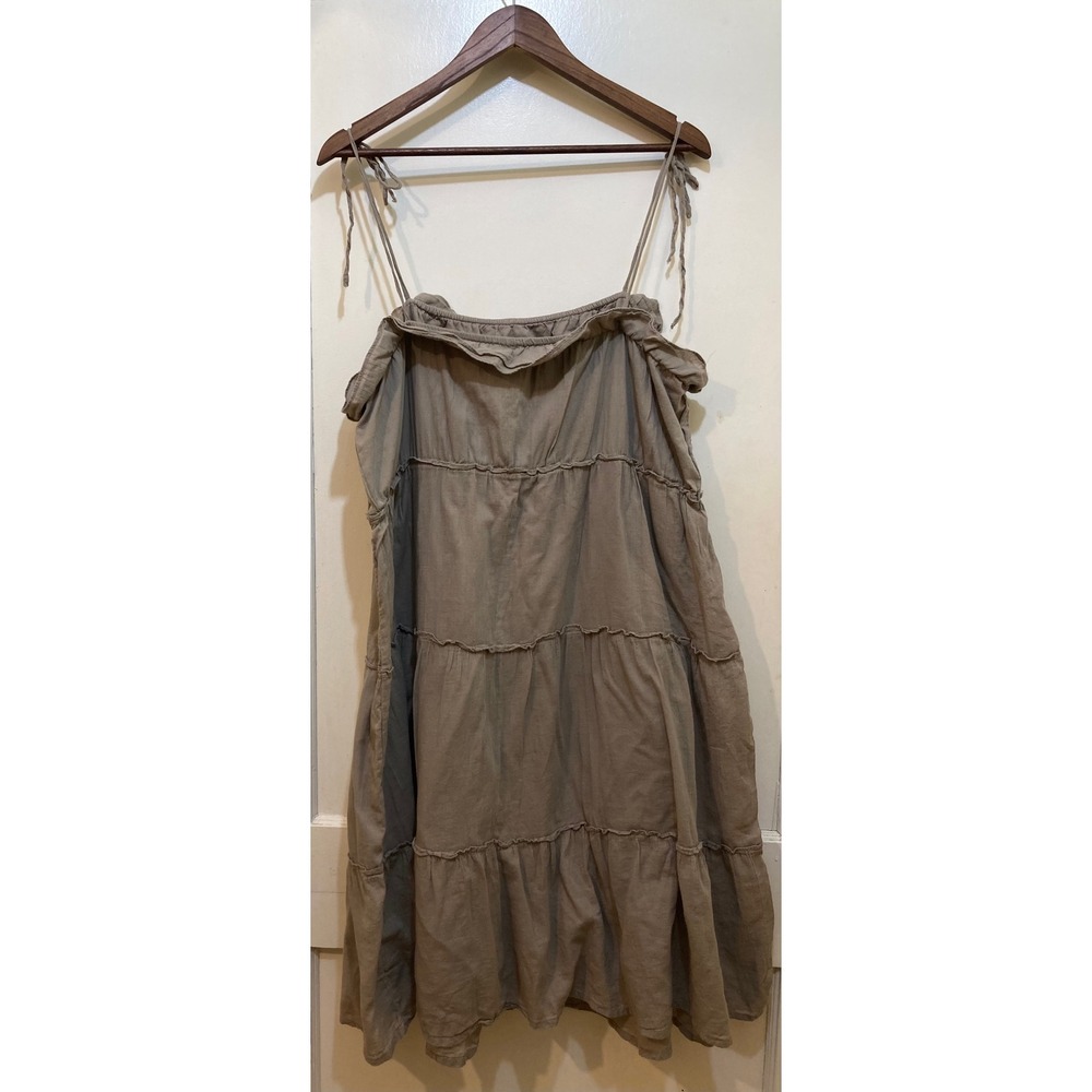 Old Navy Tiered Ruffle Midi Dress XXL Taupe Brown Adjustable Straps Coastal Boho - Picture 5 of 10
